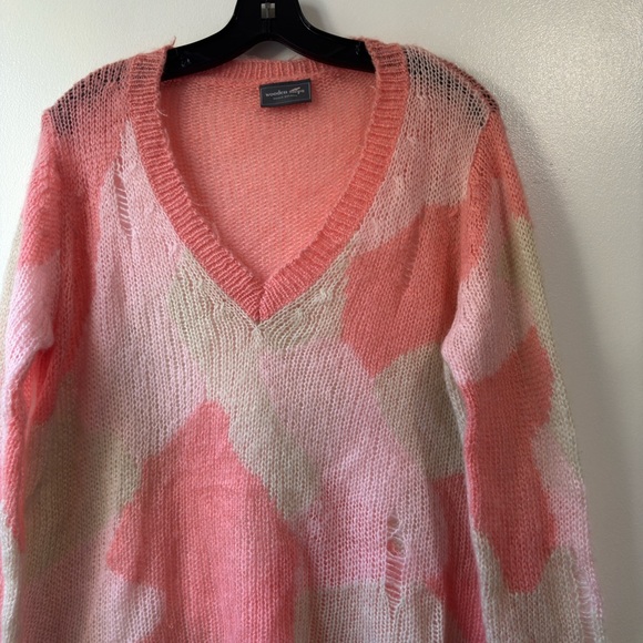 Wooden Ship Camo Distressed V-Neck  Lightweight Flamingo Sz XS - Picture 8 of 10